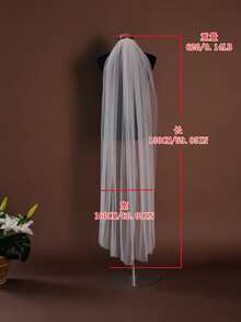 1pc Minimalist White Fingertip Length Cathedral Veil, Suitable For Waltz Wedding, Beach Wedding Photography, Bachelorette Party, Comes With Hair Comb - Milky White - 62in Wide - View 9