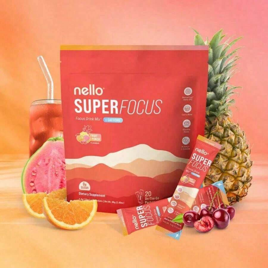 Miriyalyad Nello Superfocus – Nootropic Drink Mix With Lion's Mane, Rhodiola & Alpha-GPC – Supports Memory, Brain Health & Mental Stamina, Enhances Clarity & Sharpness, Helps Fight Brain Fog – Travel Packets (20 Servings) Healthcare Convenient [Free Shipping](2026 Latest Version) - 1件 - 查看 1