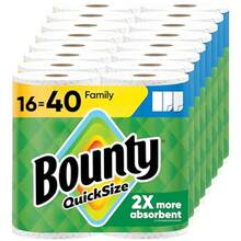 Bounty Paper Towels Quick Size White 16 Family Rolls = 40 Regular Rolls - Familia - Ver 8