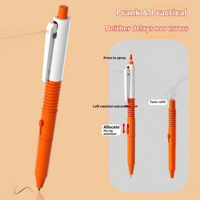 1pc Water Gun Pen, Press To Spray Water, Ballpoint Pen, Prank Toy, Squirt Water Pen, Press To Spray Water Prank, Student Stress Relief Toy, Holiday/Birthday/Eid Gift, Teenage Stress Relief Tool, Prank Toy