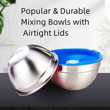 Mixing Bowls Set 22PCS Large Stainless Steel Mixing Bowl with Lids Set Large Nesting Bowls 7/6/4.5/3.5/2.5QT Measuring Cups and Spoons Baking Storage Metal Bowl for Kitchen Prep Supplies - Juego de cuencos para mezclar ColorFull - Ver 7