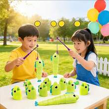 1套钓鱼大师伸缩玩具派对游戏 - 绿色小鱼益智桌面游戏，互动玩具礼物，适合男孩女孩 - 綠色 - 查看 3
