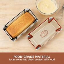 1/2 piezas de tapetes de silicona reutilizables para hornear pan, forro para molde de pan, bandeja de hornear antiadherente, forro para molde de pan antiadherente con pestaña extraíble, adecuado para pan casero, pastel, pan de plátano y horneado en horno, fiesta, horneado en casa, horno y microondas - - - Ver 5