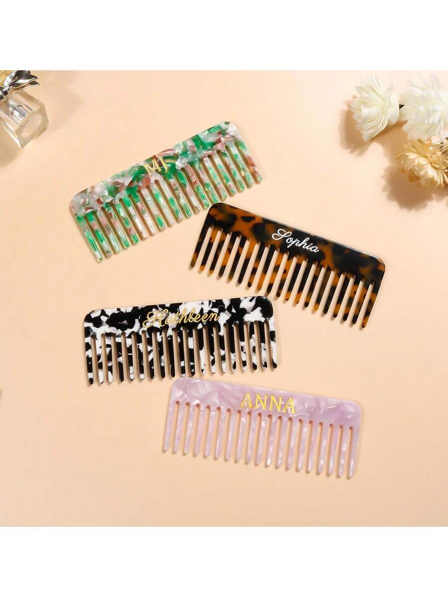 定制发梳礼盒装,婚礼伴娘礼物,定制字母醋酸纤维发梳,大理石发梳,口袋发梳,刻字发梳,个性化宽齿梳,定制刻字发梳,婚礼回礼,手提包发梳 - 客製化婚禮梳子 - 查看 1