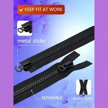 #8 Black Separating Dual Zipper, Suitable For Jackets, Coats, Bags, Backpacks, Wallets, Adult & Children's Clothing, DIY Crafts, Durable, Smooth Sliding, Length 60-150cm - C-Black - View 4