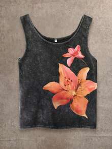 Áo tank top nữ kiểu vintage, họa tiết hoa retro mùa xuân, phong cách đường phố Y2K, thích hợp cho mùa hè, thích hợp cho các buổi đi chơi, sự kết hợp hoàn hảo giữa phong cách vintage và thời trang thường ngày. Màu đen - màu đen - Xem 2