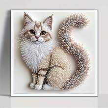 5D Diamond Painting Kit | Fluffy Kitten Theme, Handmade, 2D Flat Printing, Asymmetrical Diamonds, Canvas Material, Acrylic Paint, Suitable For Living Room, Bedroom, Study Decor - 30cm X 30cm - No Frame - View 2