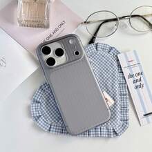 简约行李箱纹理手机壳，半透明防震外壳，适用于 17/16/15/14/13 Pro Max 系列 - 灰色 - 查看 3