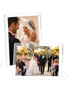 Khung ảnh acrylic trong suốt 7 inch, giá đỡ ảnh để bàn tối giản, thích hợp trưng bày ảnh cưới, bưu thiếp, ảnh tốt nghiệp và ảnh thường ngày, món quà lý tưởng. - Khung ảnh - Xem 4