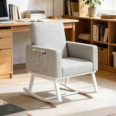Sillón Reclinable Individual Tipo Mecedora,Sofá Individual Moderno para Relajarse Fácilmente con Balanceo Suave y Estable,Silla Decorativa para Sala o Recámara,Gris Claro