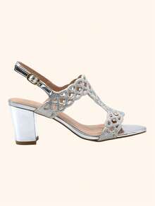 Ausgeschnittene High Heels Stilvolle Sandalen Sommer Sandalen für Frauen - Silber - Übersicht 1