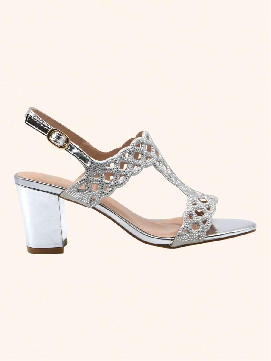 Ausgeschnittene High Heels Stilvolle Sandalen Sommer Sandalen für Frauen - Silber - Übersicht 1