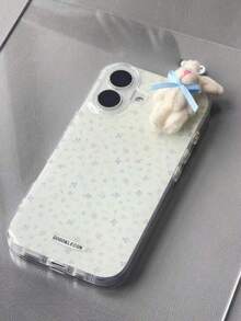 1 New Y2K Girl Floral Pattern Phone Case, 3D Plush Bunny Phone Case, Compatible And Compatible  17/17 Air/17 Pro/17 Pro Max,16,16 Pro,16 Plus,16 Pro Max,15,14,14 Pro Max,13,12 Pro Max, 11.Enhanced Lens Protection, With A Beautiful And Simple Appearance.The Back Cover Is Soft, Shock Resistant, Waterproof, Drop Resistant, And Scratch Resistant - Blue and White - View 2