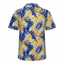 Hawaiian Shirt For Men Tropical Shirts Summer Beach Button Down Short Sleeve Luau Aloha Floral Cruise Vacation Outfit 2026 - 棕櫚黃藍 - 查看 4