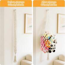 Organizer portaoggetti in peluche da 60 pollici, appeso nell'angolo, amaca in peluche per animali, scaffale espositivo per bambole in macramè, scaffale portaoggetti per peluche, decorazione da parete, decorazione camera da letto per bambini, organizer boho per asilo nido e sala giochi, 60 pollici (bianco) - Multicolore - Visualizzare 2