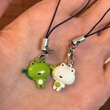 2 pièces Charms de téléphone mignons en forme de grenouille, accessoire de smartphone universel, décoration de grenouille de niche, petit pendentif de guérison minimaliste, convient pour porte-clés, décoration de sac - Multicolore - Voir 4