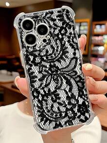 1pc Delicate Elegant Soft Sexy Lace Pattern Transparent Anti-Slip Anti-Drop Soft Phone Case Suitable Compatible With Samsung/ 11/12/13/14/15/16/17 Pro Max - Multicolor - View 1