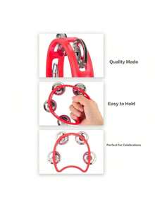 Luxury Double-Layer Bell Handheld Tambourine, Lightweight Percussion Instrument For Singers, Suitable For Stage Performance, Singing, Dance Rhythm Training, Musical Instrument Party Supplies, Father's Gift, Graduation Season, Back To School Season New Semester Gift - Multicolor - View 8