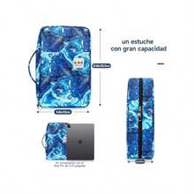 YOUSHARES Estuche para lapices 300 ranuras Estuche de tela Oxford con cierre guarda 300 lapices de colores o 200 boligrafos de gel para lapices Prismacolor y boligrafos de gel Azul Quicksand - Arenas movedizas Azul - Ver 6