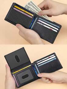 MIYIN Men's Anti-Theft Slim Wallet & Card Holder - With 2 ID Window Fashion Thin Bifold Multifunction Credit Card Holder Men Front Pocket Wallet For Everyday Carry Carbon Fiber Blocking Bifold Wallets Minimalist Casual The Ideal Gift Boyfriend /Father/Husband Birthday Gifts Anniversary On Valentine Day Gifts Father's Day Gifts For Men Wallet Purse Wallet Small Wallet Men Wallet Leather Rfid Wallet - Red - View 8