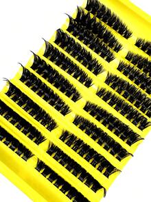 160pcs 8-16mm Curled D-Shape False Eyelashes, 100D 3D Thick & Fluffy Faux Mink Makeup Tools, Reusable Beauty Accessories - D - View 5