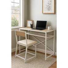 New Office Study Table With Cushion Seat & Metal Frame Compt Desk Chair Set - A - View 1