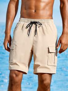 Men's Cargo Shorts, Casual Multi-Pocket Work Pants, Street Style For Summer - Khaki - View 2