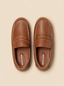 Boy's Dress Shoes Slip-On Penny Loafers Casual Moccasin Style For Toddler/Little Kid/Big Kid - 棕色 - 查看 1