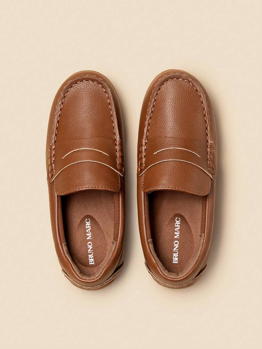Boy's Dress Shoes Slip-On Penny Loafers Casual Moccasin Style For Toddler/Little Kid/Big Kid - 棕色 - 查看 1