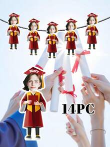7/14/21pcs Customized Graduation Photo Flower Wreath, Personalized Graduate Face Flag With Name And Gown Color, 3 Color Options Suitable For Graduation Party Decor And Milestone Celebration, Graduation Season, Graduation Party Decoration, Gift For Graduate/College Student/Classmate - Multicolor - View 22