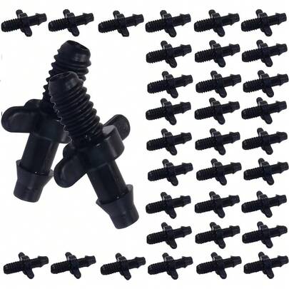 Threaded Drip Irrigation Joint -4/7mm Hose Single Hook To Thread Straight Adapter, Suitable For, Durable Plastic, Suitable For Greenhouse, Orchard, Garden, Greenhouse And Other Venues, Black, Plastic Material