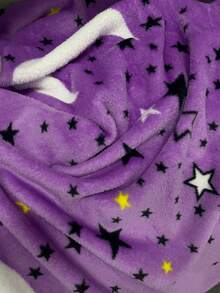 1pc Star & Moon Print Blanket, Couple's Gift Design, Faux Cashmere Fabric, Ultra Soft & Smooth Rabbit Fur Blanket, Provides Warm & Comfortable Sleeping Experience For Bed, Sofa, Shawl, Autumn Decor, Room Decor - Mauve Purple - View 6