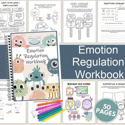 1 pieza Libro de trabajo de regulación emocional | Hojas de práctica terapéutica, autorregulación, técnicas de relajación, ejercicios estructurados, recurso de salud mental diseñado profesionalmente, apoyo para TDAH