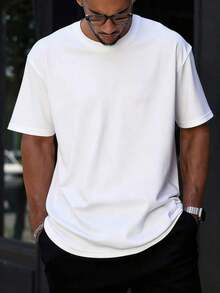 Men's Solid Color Short Sleeve T-Shirt, Comfortable, Breathable, For Summer. - White - View 10