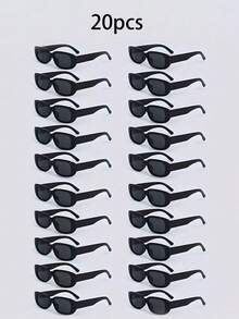 20/40pcs Vintage Square Glasses, Unisex, Suitable For Wedding, Graduation Decoration And Party Accessories - Black - View 9