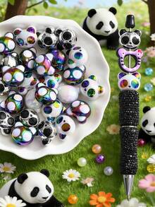 5/10/20/30 chiếc mặt dây chuyền hình gấu trúc dễ thương nhiều màu sắc, hạt trang trí, thích hợp để tự làm vòng cổ, vòng tay, bông tai, móc khóa, dây đeo điện thoại, đồ trang trí, quà tặng đôi. - gấu trúc - Xem 4