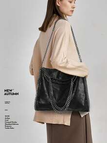 Women's Handbags, Vegan Chain Crossbody Bag, Chain Bag, New Chain Crossbody Bag, Handbag, Bucket, Tote, Ideal For Leisure, Work And Shopping - Pump Bag - Women's Shoulder Bag - Beach Bag - Women's Handbag - Stitch - Shopping Bag - Pump Bag - High School Handbag - Evening Bag - màu đen - Xem 6