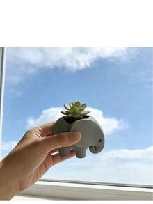 1个迷你大象造型多肉植物花盆，带排水孔 - 3D打印小仙人掌盆，适用于桌面、书架、阳台/户外，耐用塑料花盆架，抛光不对称造型，家居办公装饰礼品 - 大象造型 - 查看 8