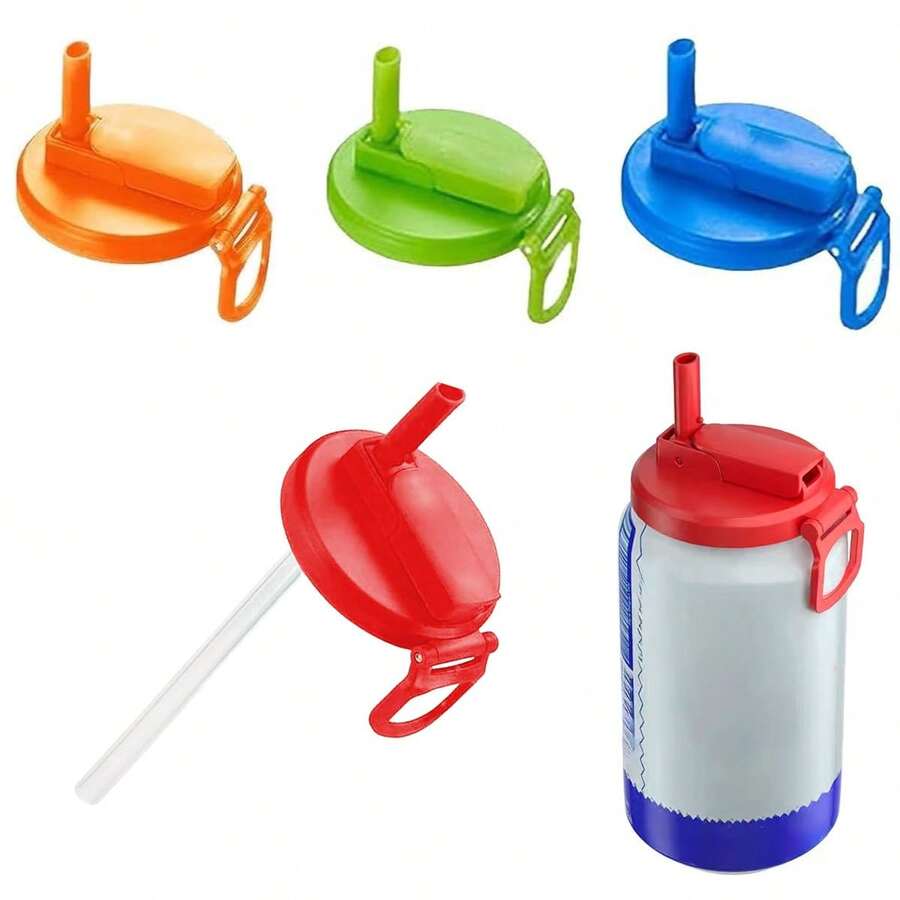 带吸管的汽水罐盖，软饮料罐盖，带吸管的汽水瓶盖 - 彩色 - 查看 1