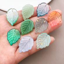 20 hạt hình lá cây màu xanh lá cây hỗn hợp, mặt dây chuyền hình lá cây bằng thủy tinh trong suốt, hạt hình lá nhỏ màu xanh lá cây dùng để tự làm đồ thủ công mùa xuân như bông tai, vòng tay, trang sức. - Nhiều màu - Xem 7