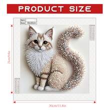 5D Diamond Painting Kit | Fluffy Kitten Theme, Handmade, 2D Flat Printing, Asymmetrical Diamonds, Canvas Material, Acrylic Paint, Suitable For Living Room, Bedroom, Study Decor - 30cm X 30cm - No Frame - View 3