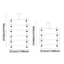 1件 3層/4層/5層/6層金屬裙子/長褲收納架，實用功能，高效整理衣櫥空間。採用防滑夾設計，可懸掛裙子、長褲、短褲及其他衣物。配備12個可調節夾子，可根據衣物尺寸方便移動，在節省空間的同時有效防止衣物滑落，讓衣櫥更整潔有序 - 黑色 - 查看 9