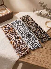 3 Pcs Leopard Animal Print Stretchy Headbands For Women Girls, Twisted Cross Knot Fashion Headwraps, Soft Turban Hair Bands Multipack For Yoga Sport Running Spa Makeup Summer - Multicolor - View 5