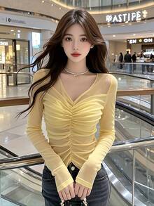 Women Tops - Yellow - View 1