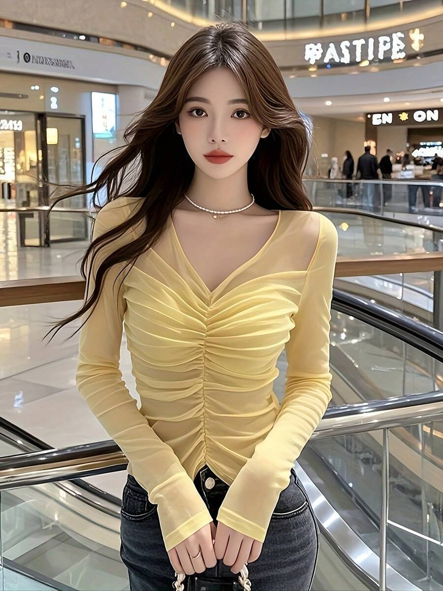 Women Tops - Yellow - View 1