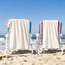 Beach Towels For Swimming Pool Vacation, Microfiber Sand Free Fast Drying Beach Towel - Easter Summer Gift For Adults Women Men Kids Stripe Pattern, Pink And White Vertical Stripes, Vintage Checkered Border, Simple Pastoral Style - 白色 - 查看 5