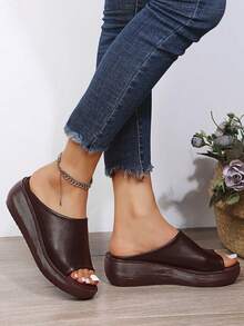 2026 Nuovi sandali con plateau a stampa leopardata, suola spessa con zeppa e tacco alto, adatti per spiaggia e uso all'aperto, per donne di taglia piccola e grande durante l'estate - Castano - Visualizzare 4