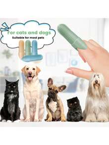 1pc Random Color Soft Silicone Pet Finger Toothbrush - 360° Gentle Cleaning, Soft Bristles, Suitable For Pet Oral Care, Easy To Use Dog Finger Toothbrush - Multicolor - View 6
