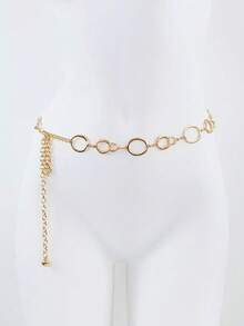 1 Stück europäischer und amerikanischer Stil Unendlichkeitskreis Metall Taillenkette, minimalistisches Mode Taillenzubehör, Boho - Gold - Übersicht 1