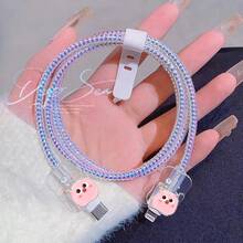 5个装数据线保护套，20W充电线保护套，卡通图案 - 粉色 - 查看 7